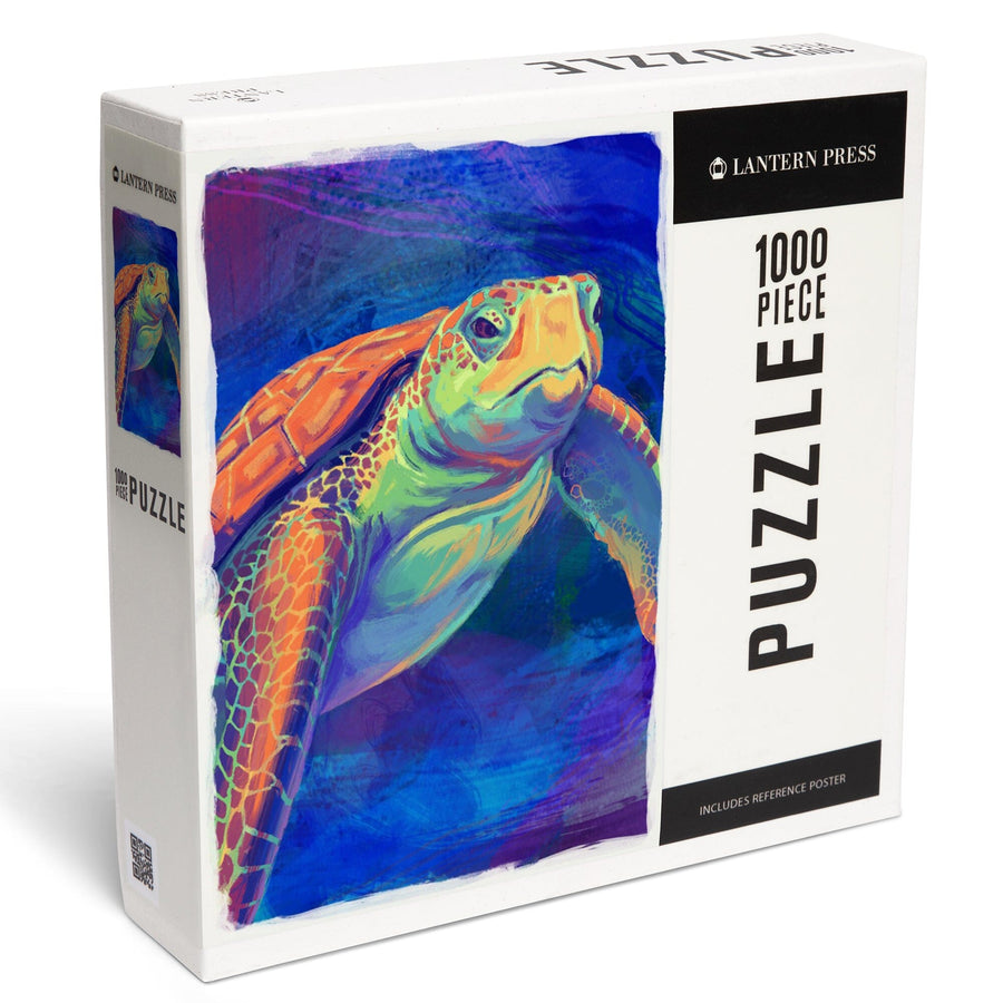 Sea Turtle, Vivid, Jigsaw Puzzle Puzzle Lantern Press 