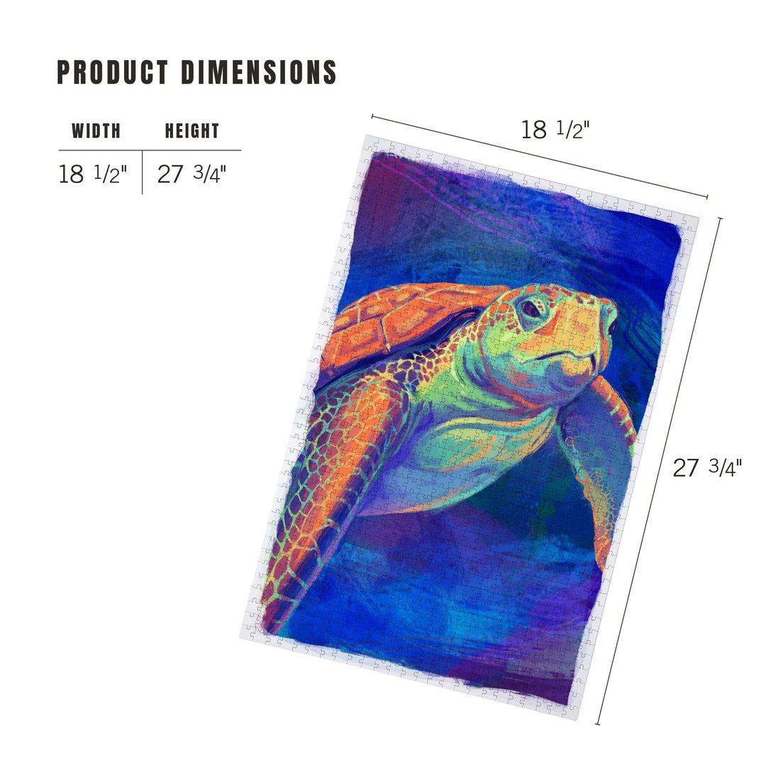 Sea Turtle, Vivid, Jigsaw Puzzle Puzzle Lantern Press 