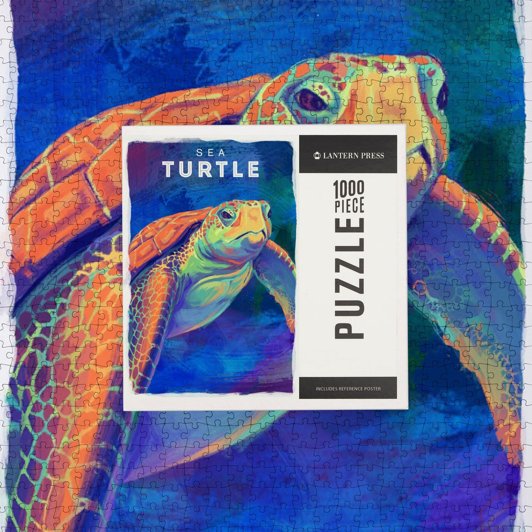 Sea Turtle, Vivid Series, Jigsaw Puzzle Puzzle Lantern Press 