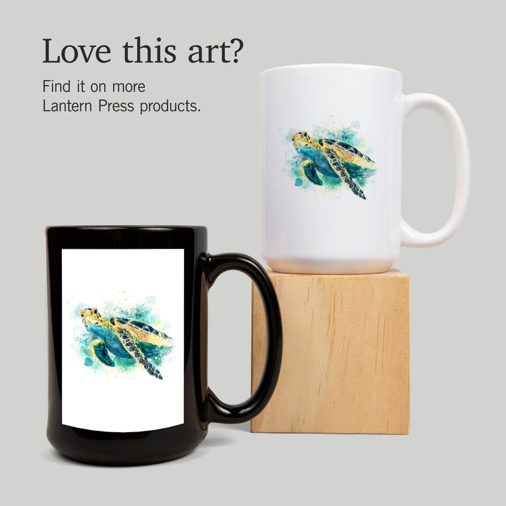 Sea Turtle, Watercolor, Lantern Press Artwork, Ceramic Mug Mugs Lantern Press 
