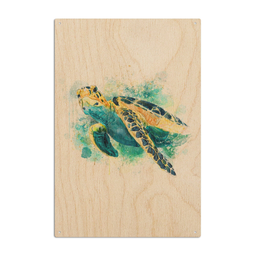 Sea Turtle, Watercolor, Lantern Press Artwork, Wood Signs and Postcards Wood Lantern Press 10 x 15 Wood Sign 