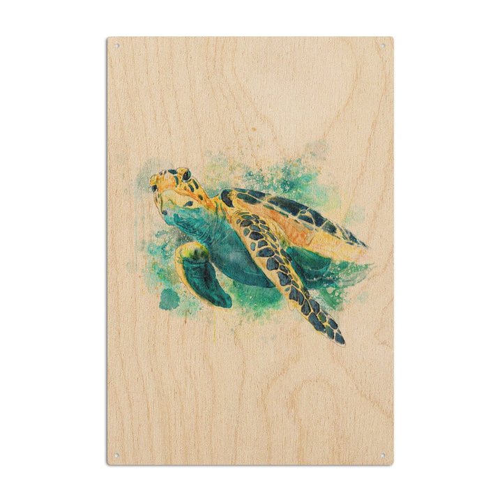 Sea Turtle, Watercolor, Lantern Press Artwork, Wood Signs and Postcards Wood Lantern Press 6x9 Wood Sign 