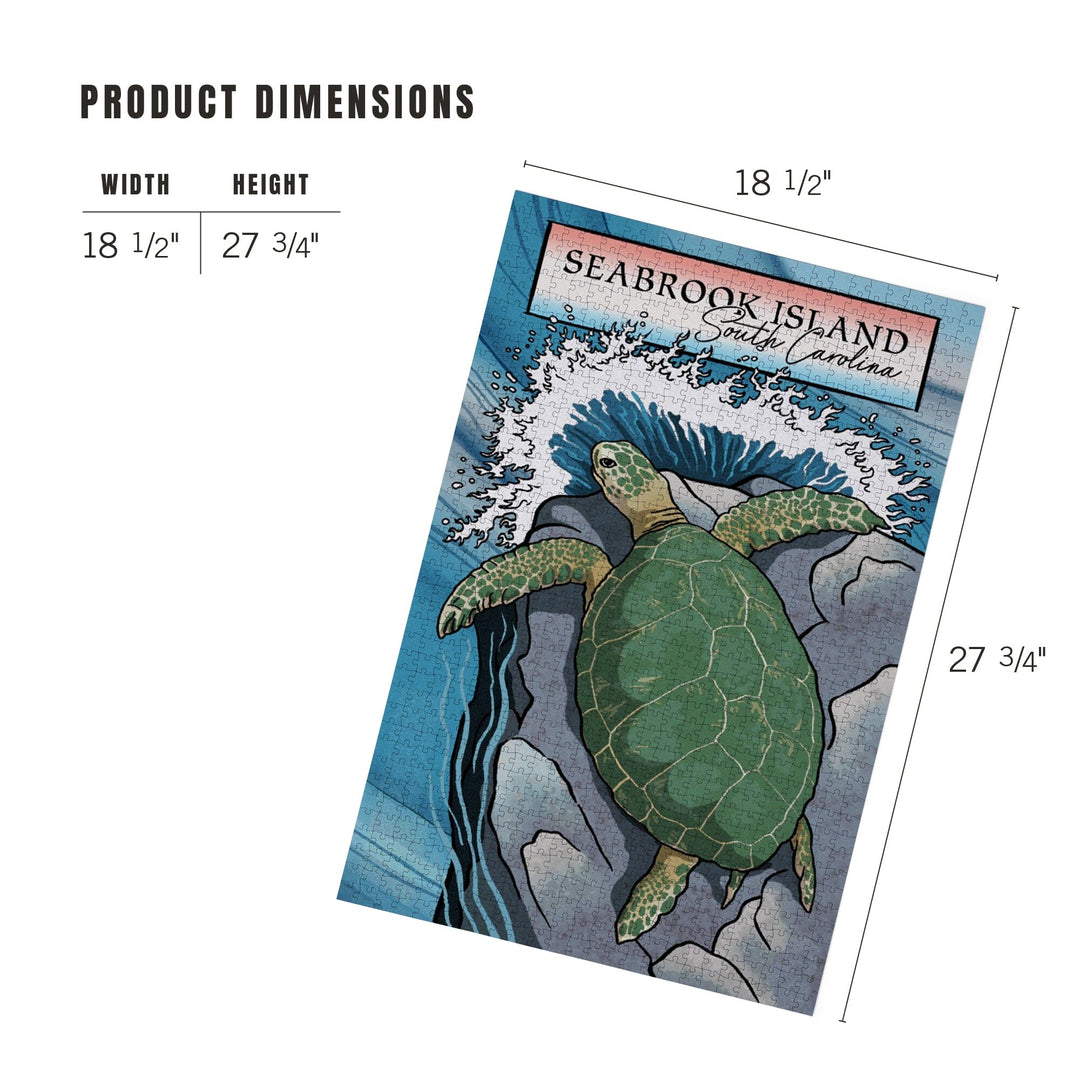 Seabrook Island, South Carolina, Sea Turtle, Woodblock, Jigsaw Puzzle Puzzle Lantern Press 