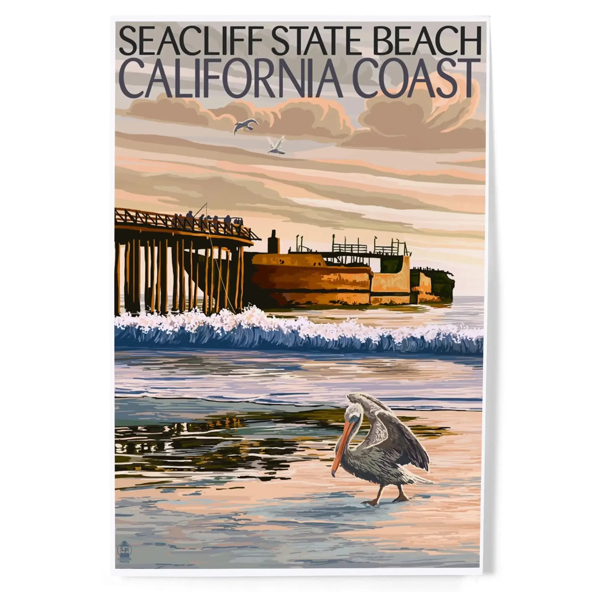 Seacliff State Beach, California Coast art prints, metal signs
