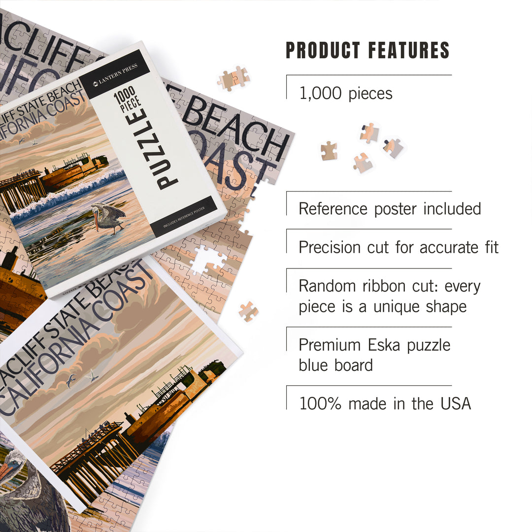 Seacliff State Beach, California Coast, Jigsaw Puzzle Puzzle Lantern Press 
