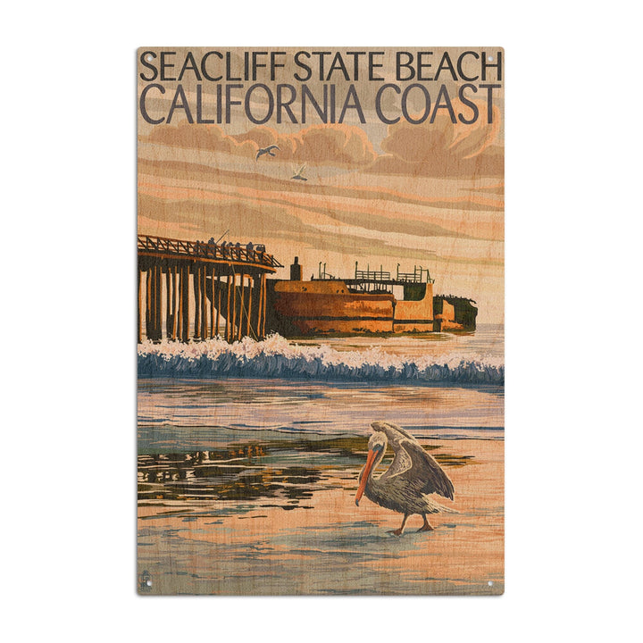 Seacliff State Beach, California Coast, Lantern Press Artwork, Wood Signs and Postcards Wood Lantern Press 10 x 15 Wood Sign 