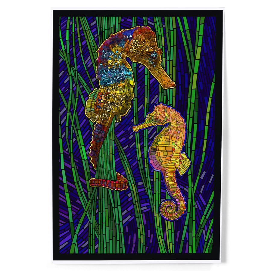 Seahorses, Paper Mosaic, Art & Giclee Prints Art Lantern Press 