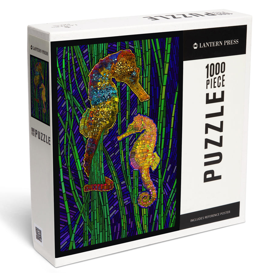Seahorses, Paper Mosaic, Jigsaw Puzzle Puzzle Lantern Press 
