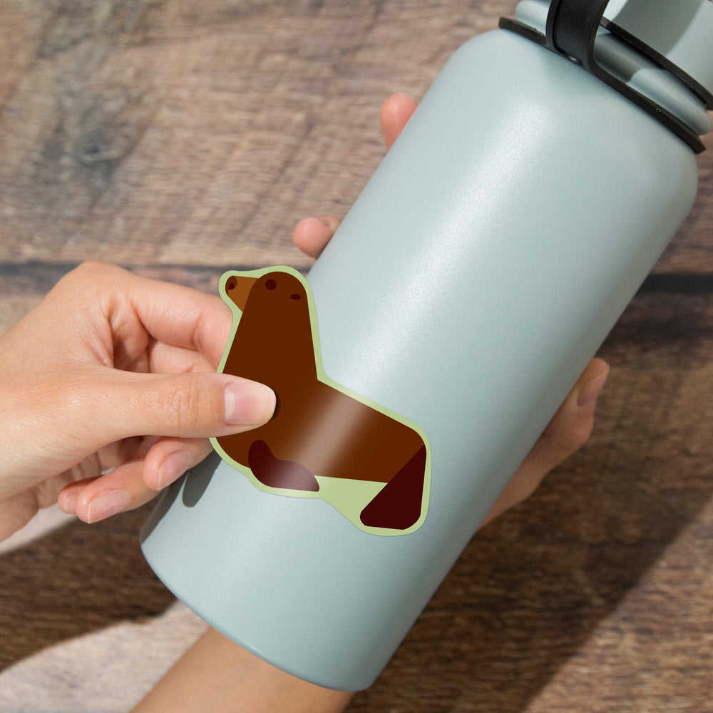 Seal, Dark Brown, Geometric, Contour, Vinyl Sticker Sticker Lantern Press 