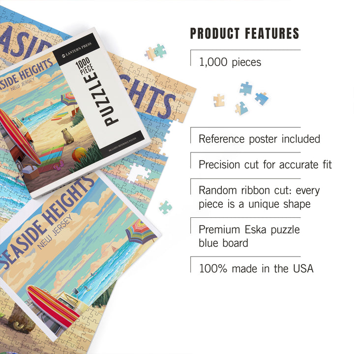 Seaside Heights, New Jersey, Beach Activities, Jigsaw Puzzle Puzzle Lantern Press 