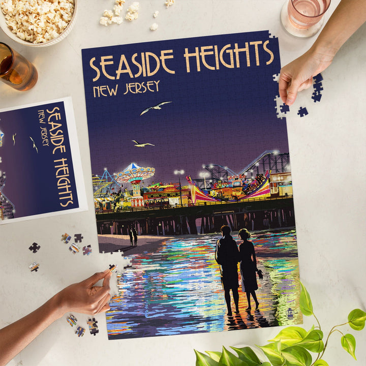 Seaside Heights, New Jersey, Pier at Night, Jigsaw Puzzle Puzzle Lantern Press 