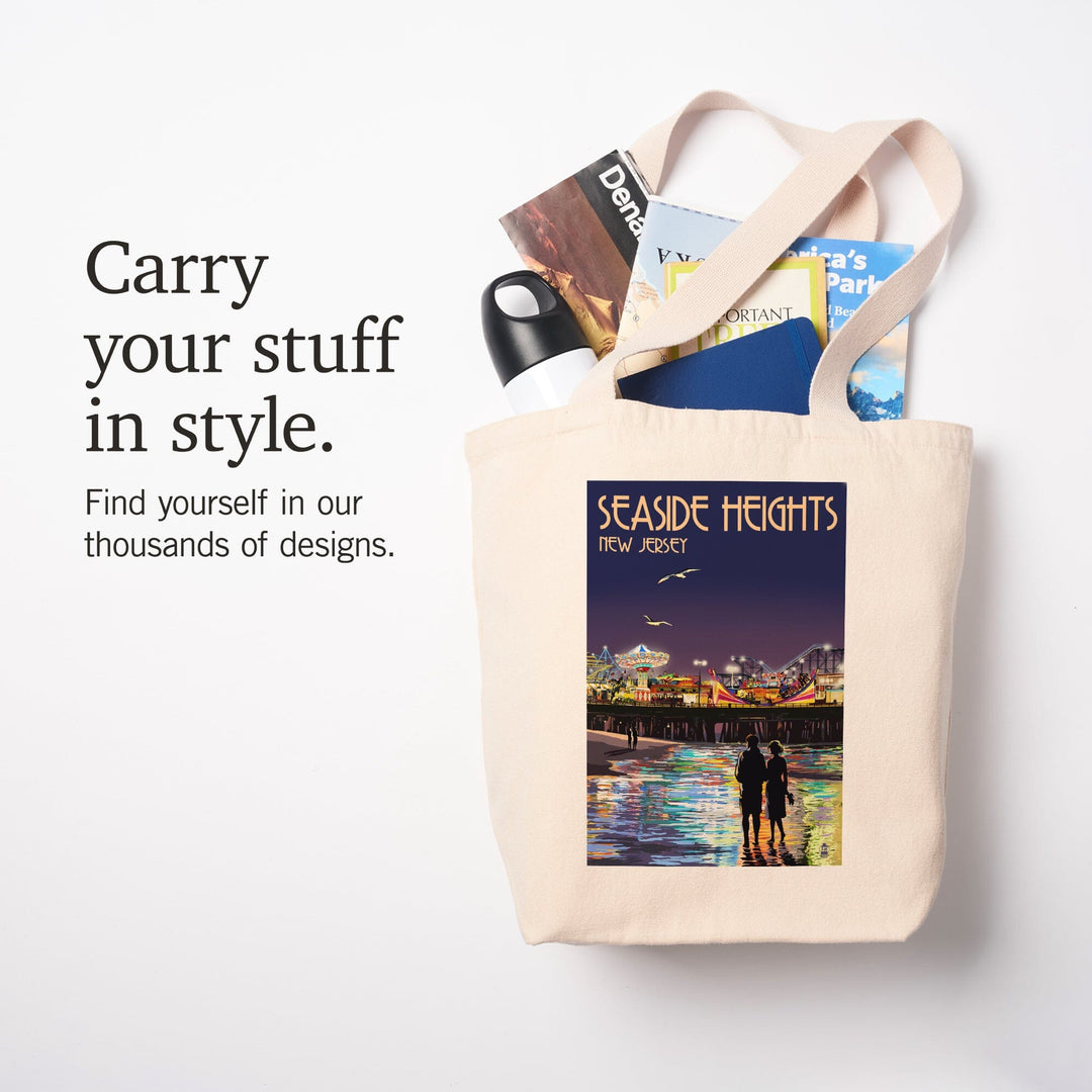 Seaside Heights, New Jersey, Pier at Night, Tote Bag Totes Lantern Press 