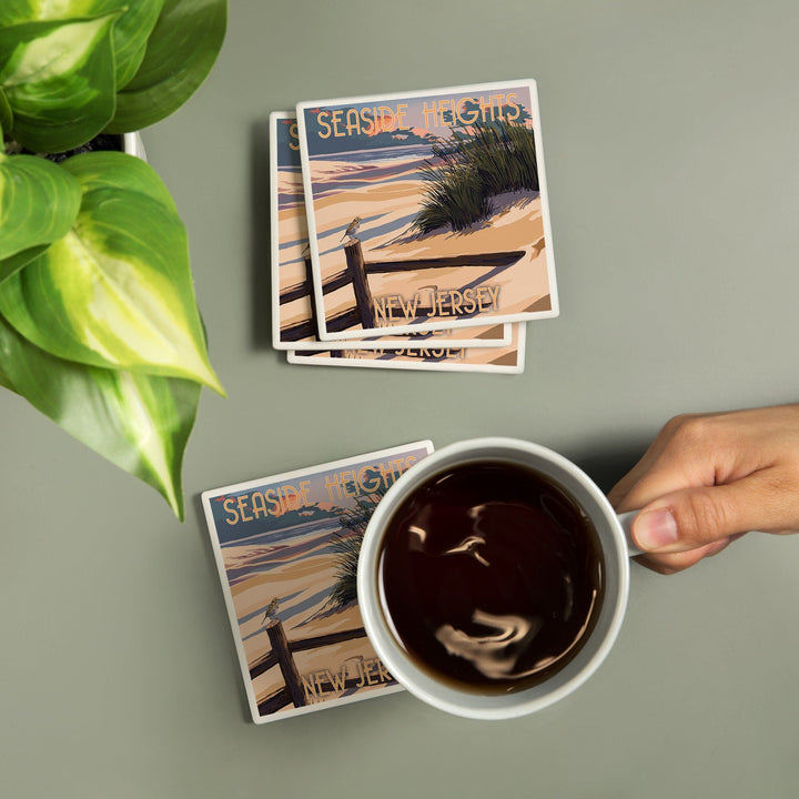 Seaside Heights, New Jersey, Sand and Beachgrass, Coasters Coasters Lantern Press 