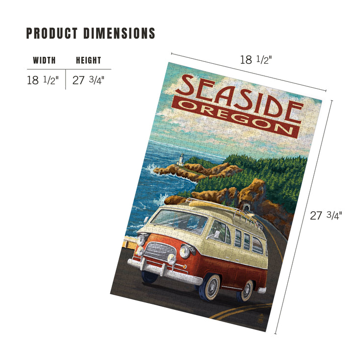 Seaside, Oregon, Camper Van, Jigsaw Puzzle Puzzle Lantern Press 