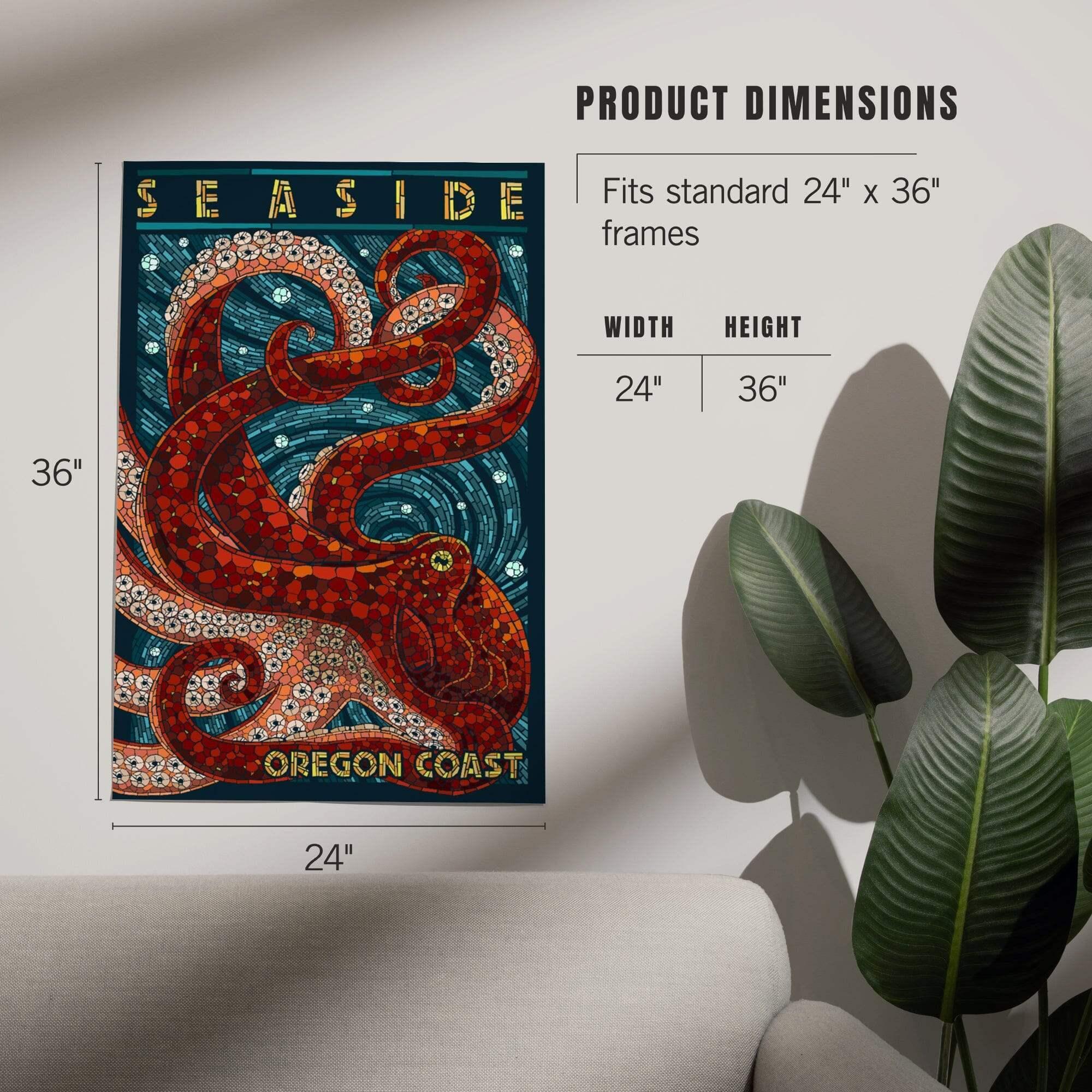 Seaside, Oregon Coast, Octopus, Mosaic art prints, metal signs