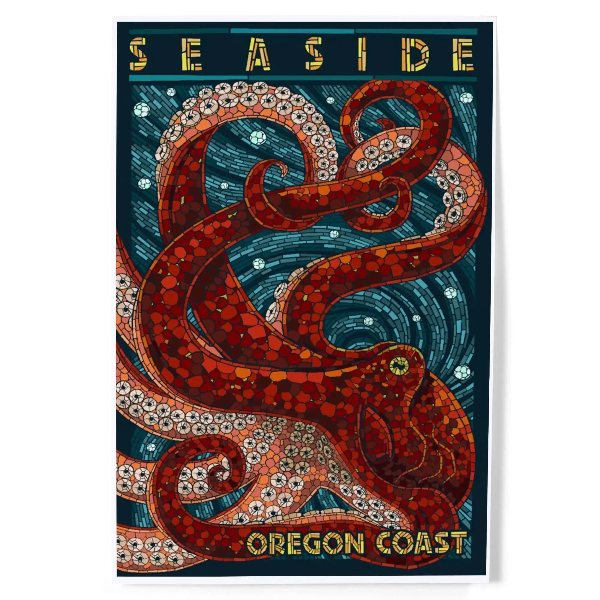 Seaside, Oregon Coast, Octopus, Mosaic art prints, metal signs