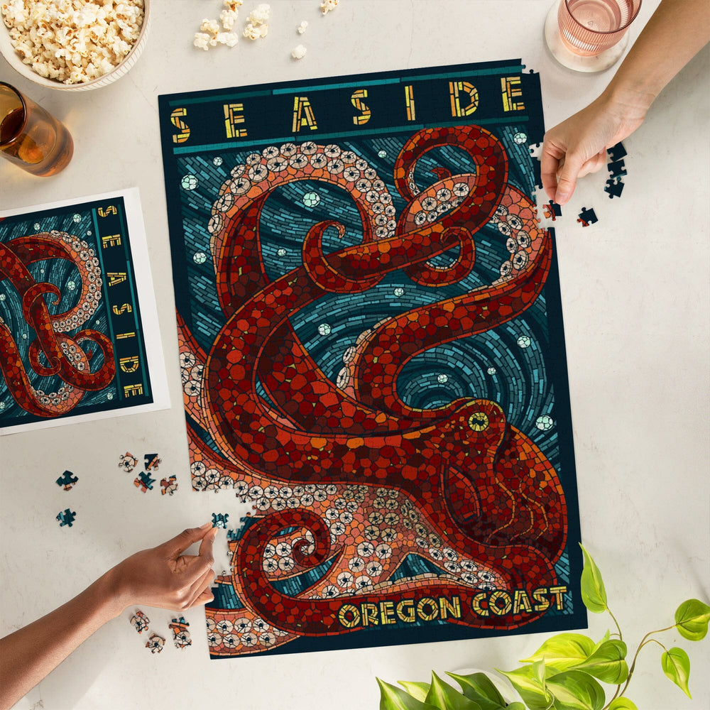 Seaside, Oregon Coast, Octopus, Mosaic, Jigsaw Puzzle Puzzle Lantern Press 