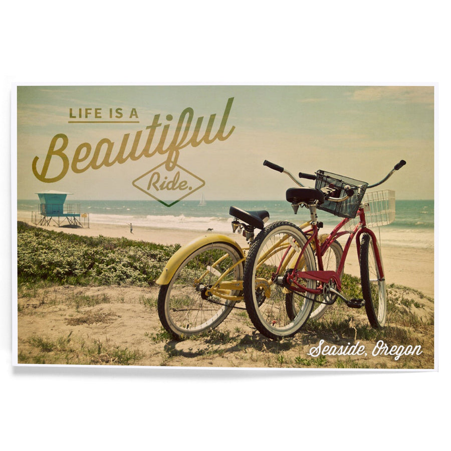 Seaside, Oregon, Life is a Beautiful Ride, Bicycles and Beach Scene, Photograph, Art & Giclee Prints Art Lantern Press 
