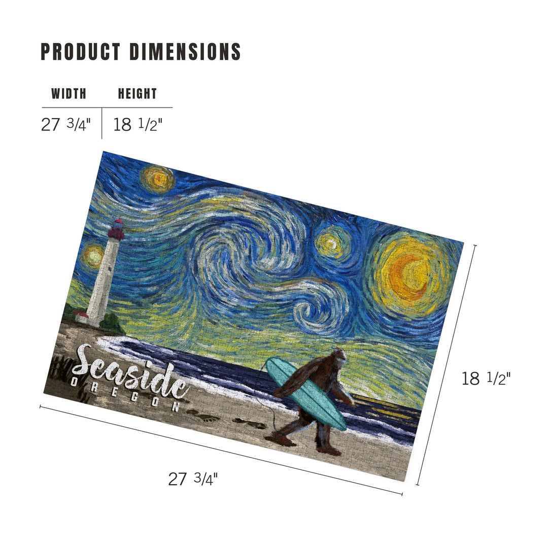 Seaside, Oregon, Starry Night, Bigfoot on the Beach, Jigsaw Puzzle Puzzle Lantern Press 