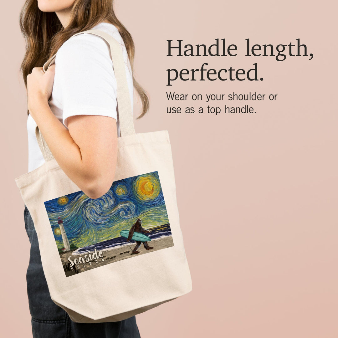 Seaside, Oregon, Starry Night, Bigfoot on the Beach, Tote Bag Totes Lantern Press 