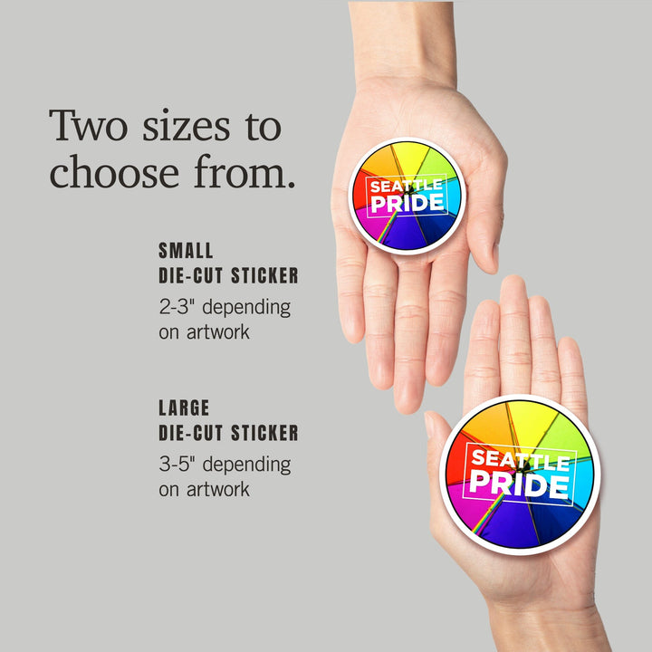 Seattle Pride, Umbrella, Contour, Lantern Press Photography, Vinyl Sticker Sticker Lantern Press 