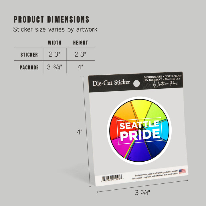 Seattle Pride, Umbrella, Contour, Lantern Press Photography, Vinyl Sticker Sticker Lantern Press 
