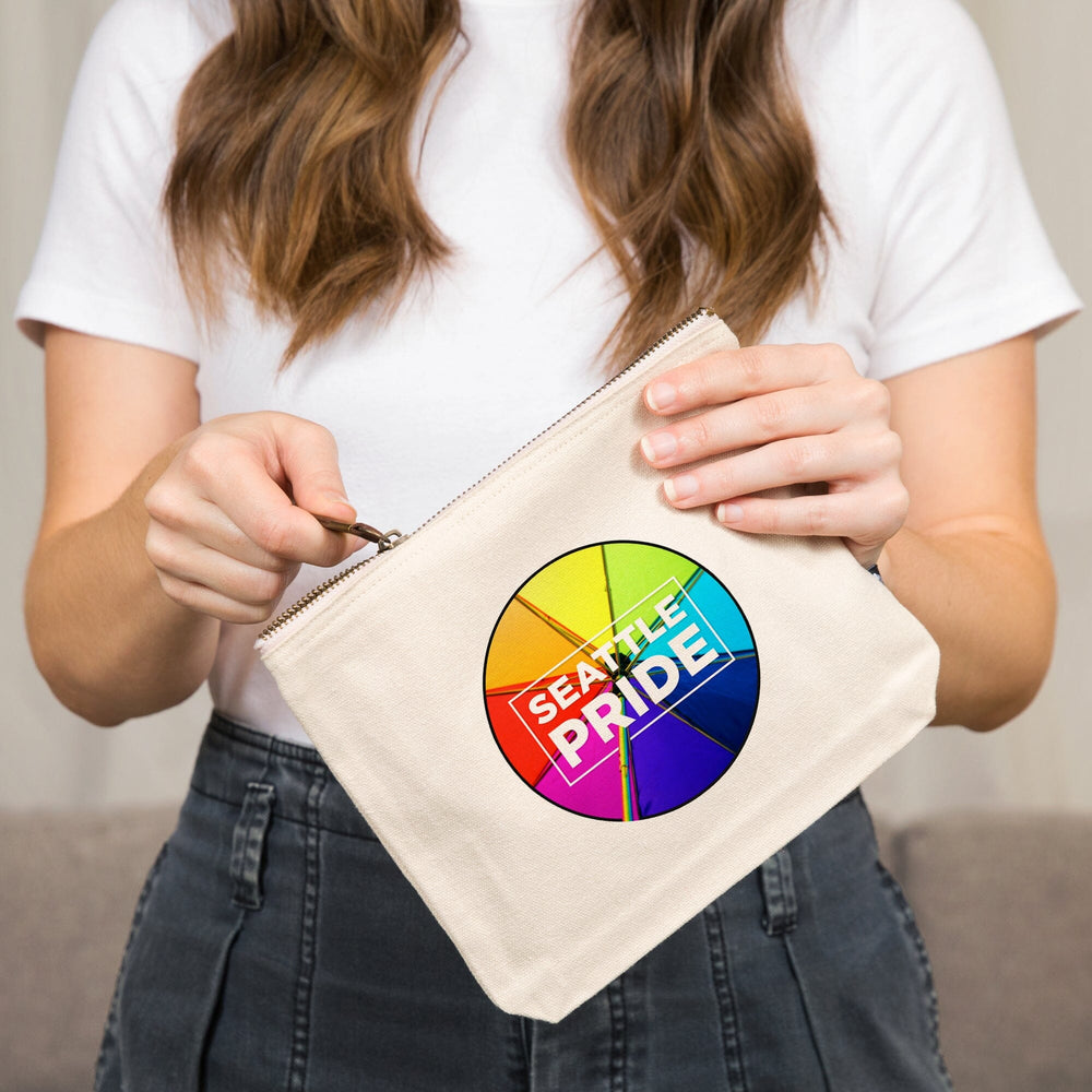 Seattle Pride, Umbrella,, Organic Cotton Zipper Pouch, Go Bag Go Bag Lantern Press 
