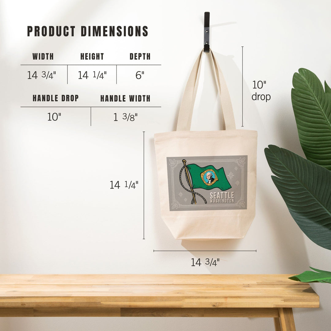 Seattle, WA, Waving State Flag, State Series, Tote Bag Totes Lantern Press 