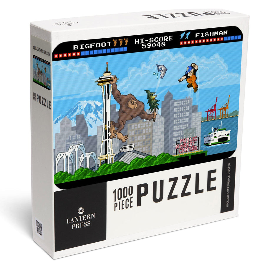 Seattle, Washington, 8-Bit Retro Video Game, Jigsaw Puzzle Puzzle Lantern Press 
