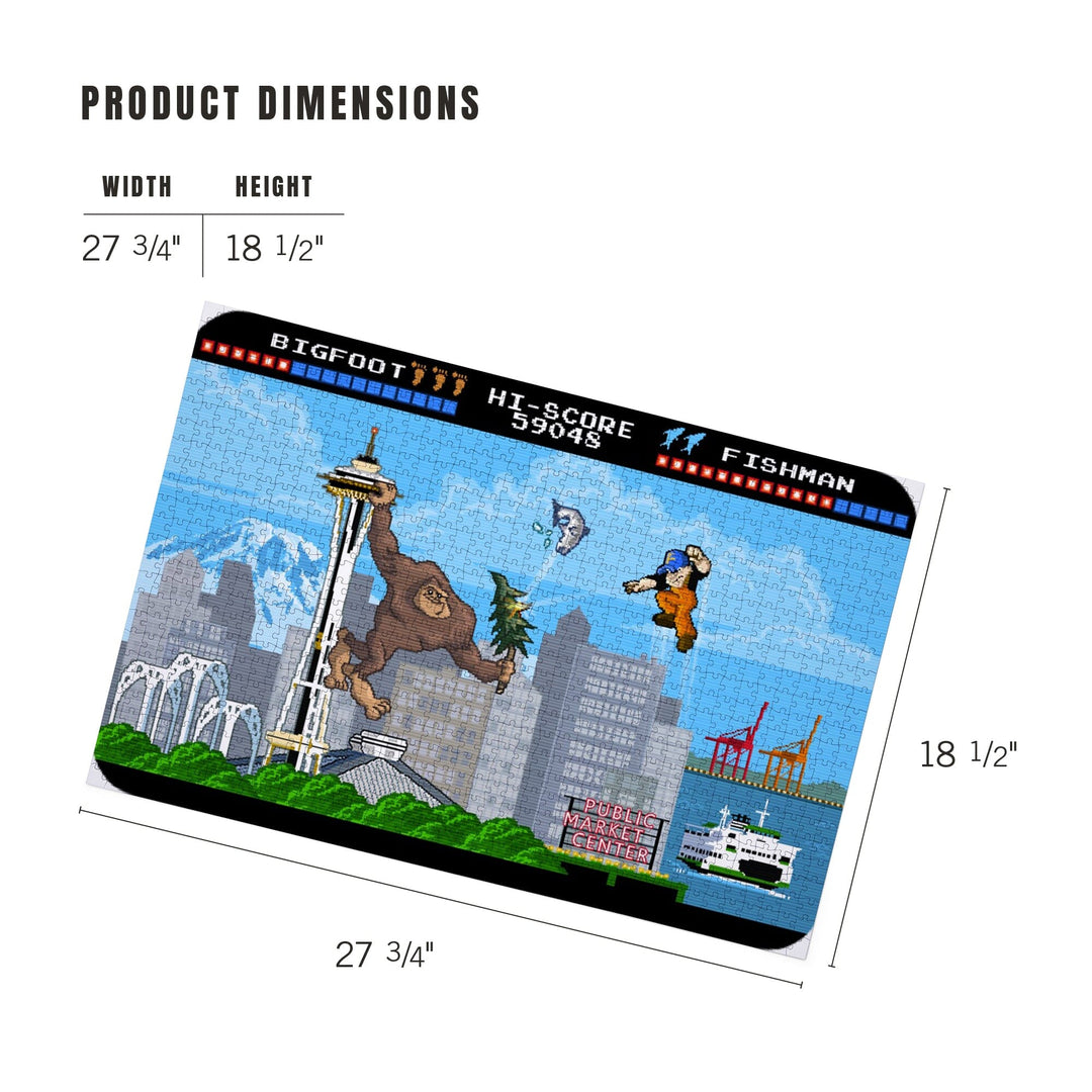 Seattle, Washington, 8-Bit Retro Video Game, Jigsaw Puzzle Puzzle Lantern Press 