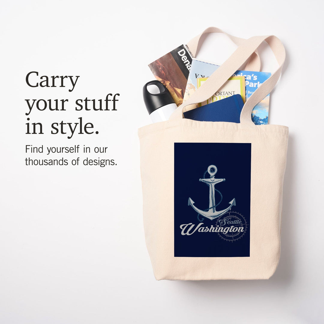 Seattle, Washington, Anchor, Coastal Icon,, Tote Bag Totes Lantern Press 