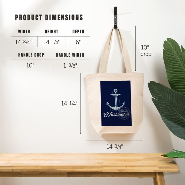 Seattle, Washington, Anchor, Coastal Icon,, Tote Bag Totes Lantern Press 