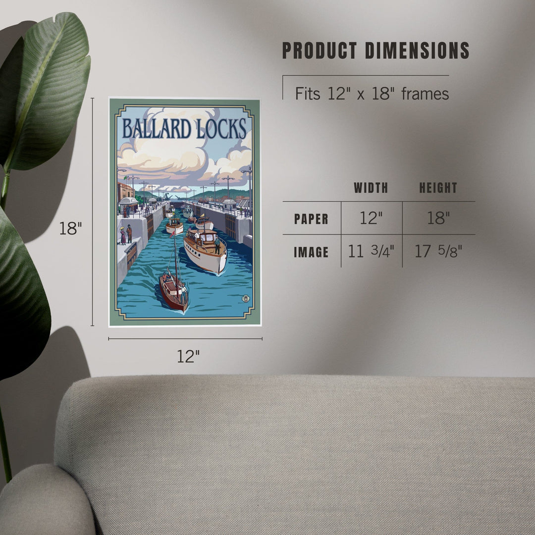 Seattle, Washington, Ballard Locks, Art & Giclee Prints Art Lantern Press 