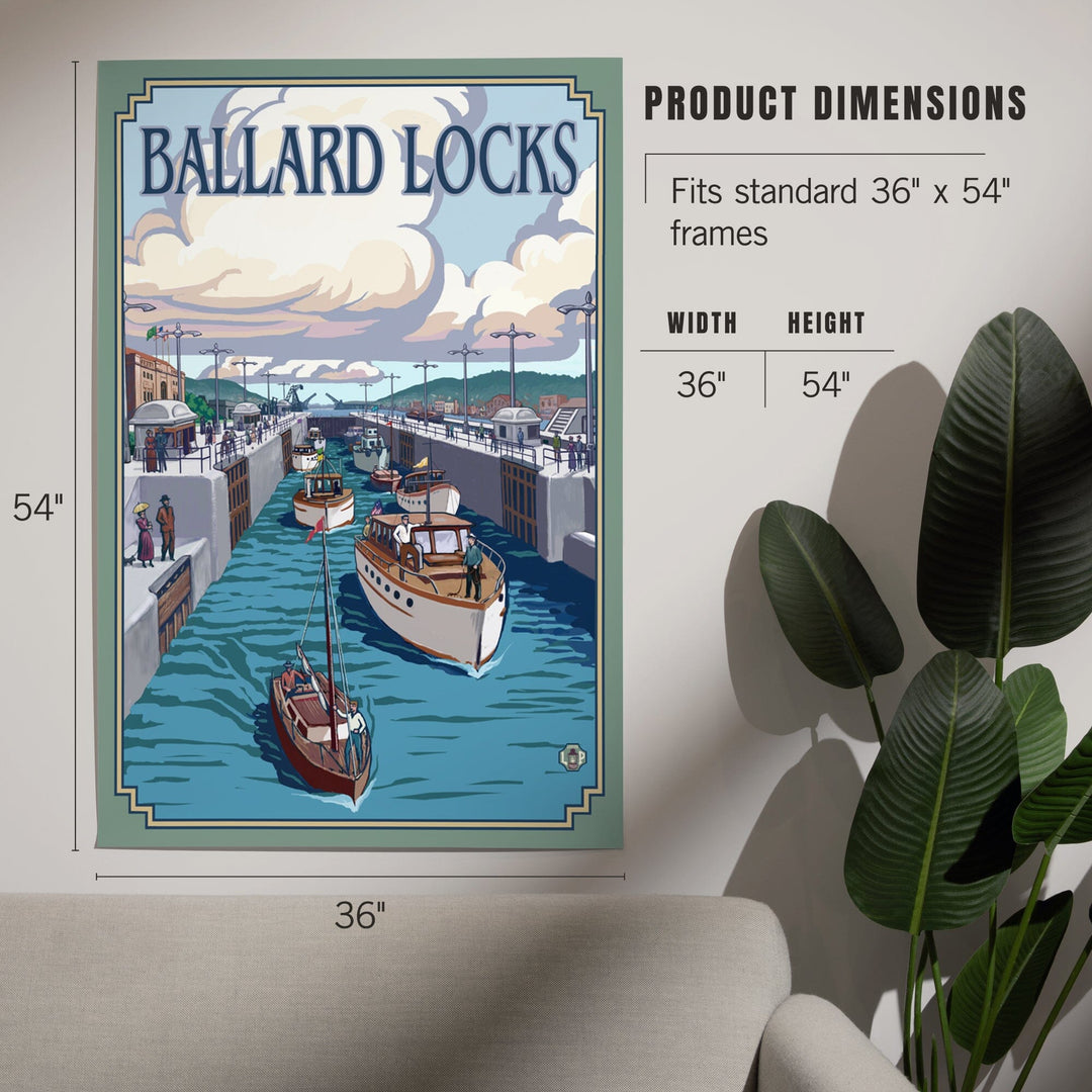 Seattle, Washington, Ballard Locks, Art & Giclee Prints Art Lantern Press 