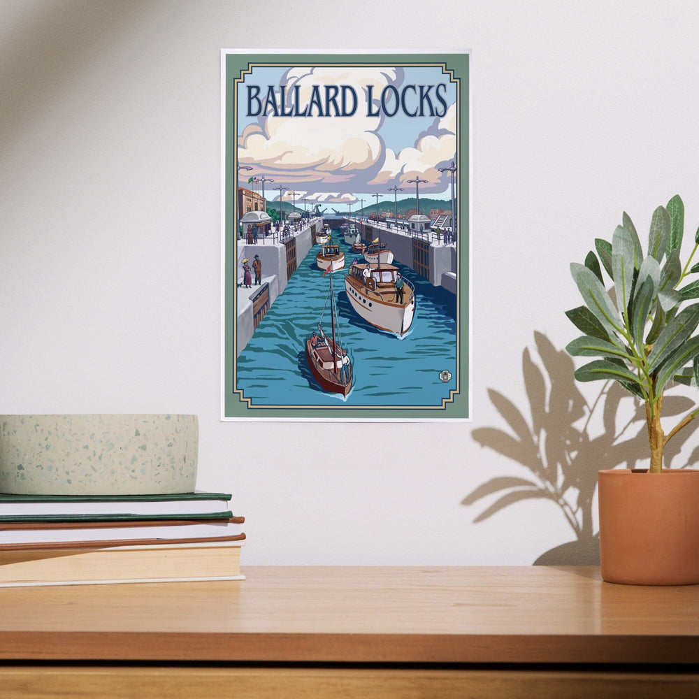 Seattle, Washington, Ballard Locks, Art & Giclee Prints Art Lantern Press 