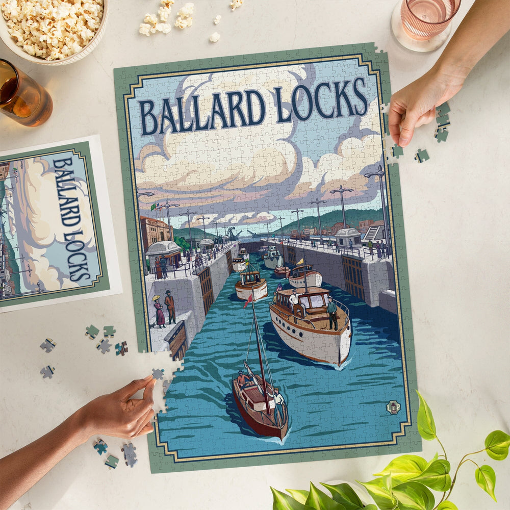 Seattle, Washington, Ballard Locks, Jigsaw Puzzle Puzzle Lantern Press 