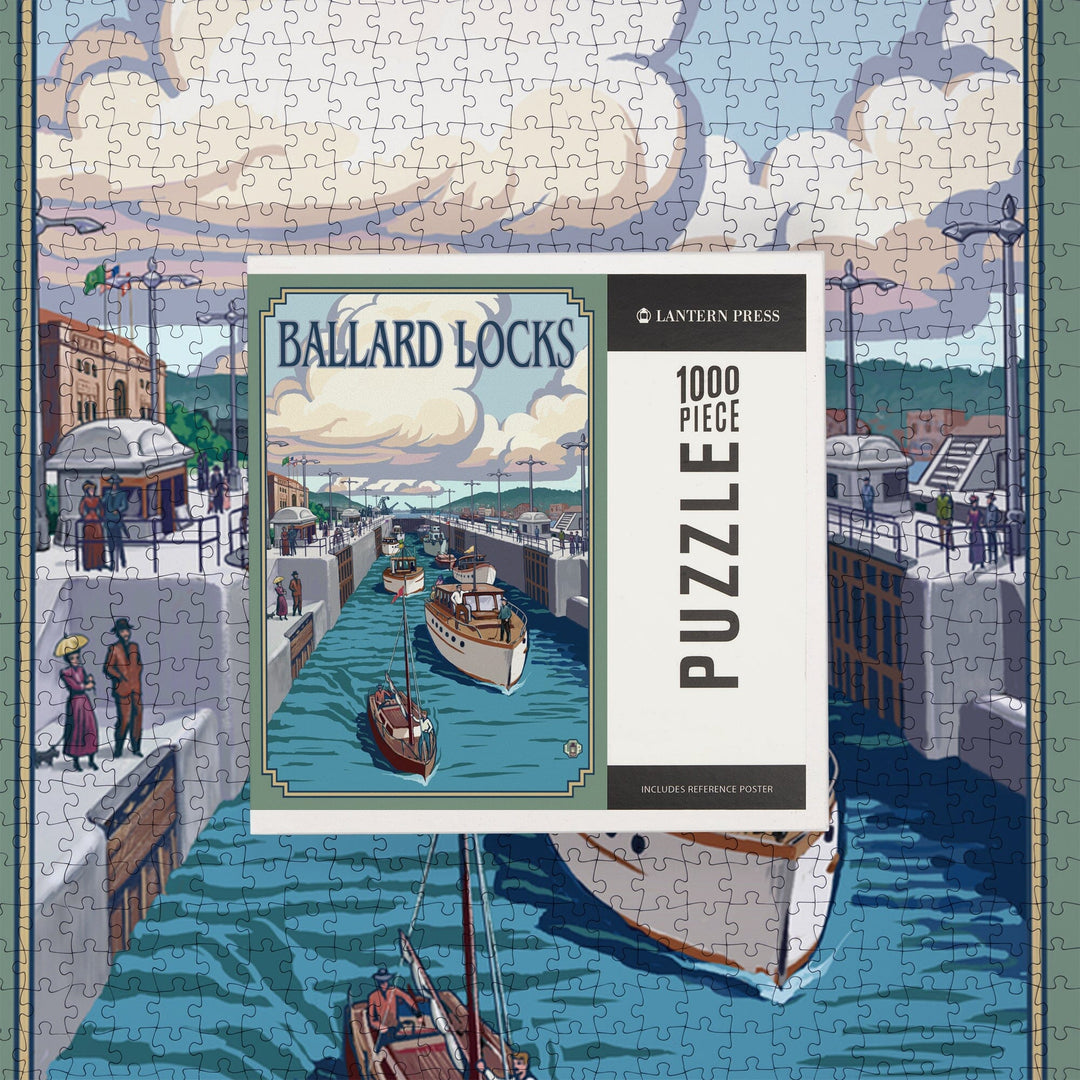 Seattle, Washington, Ballard Locks, Jigsaw Puzzle Puzzle Lantern Press 