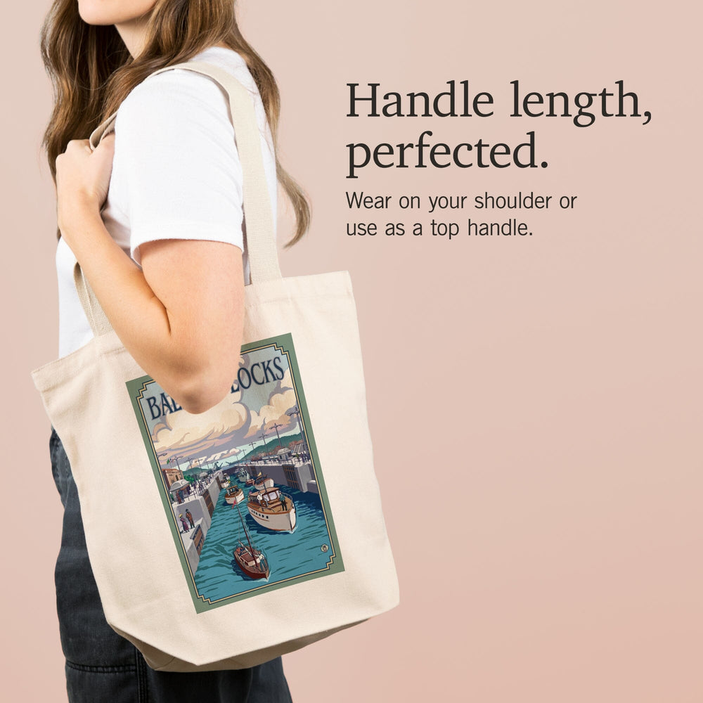 Seattle, Washington, Ballard Locks, Tote Bag Totes Lantern Press 