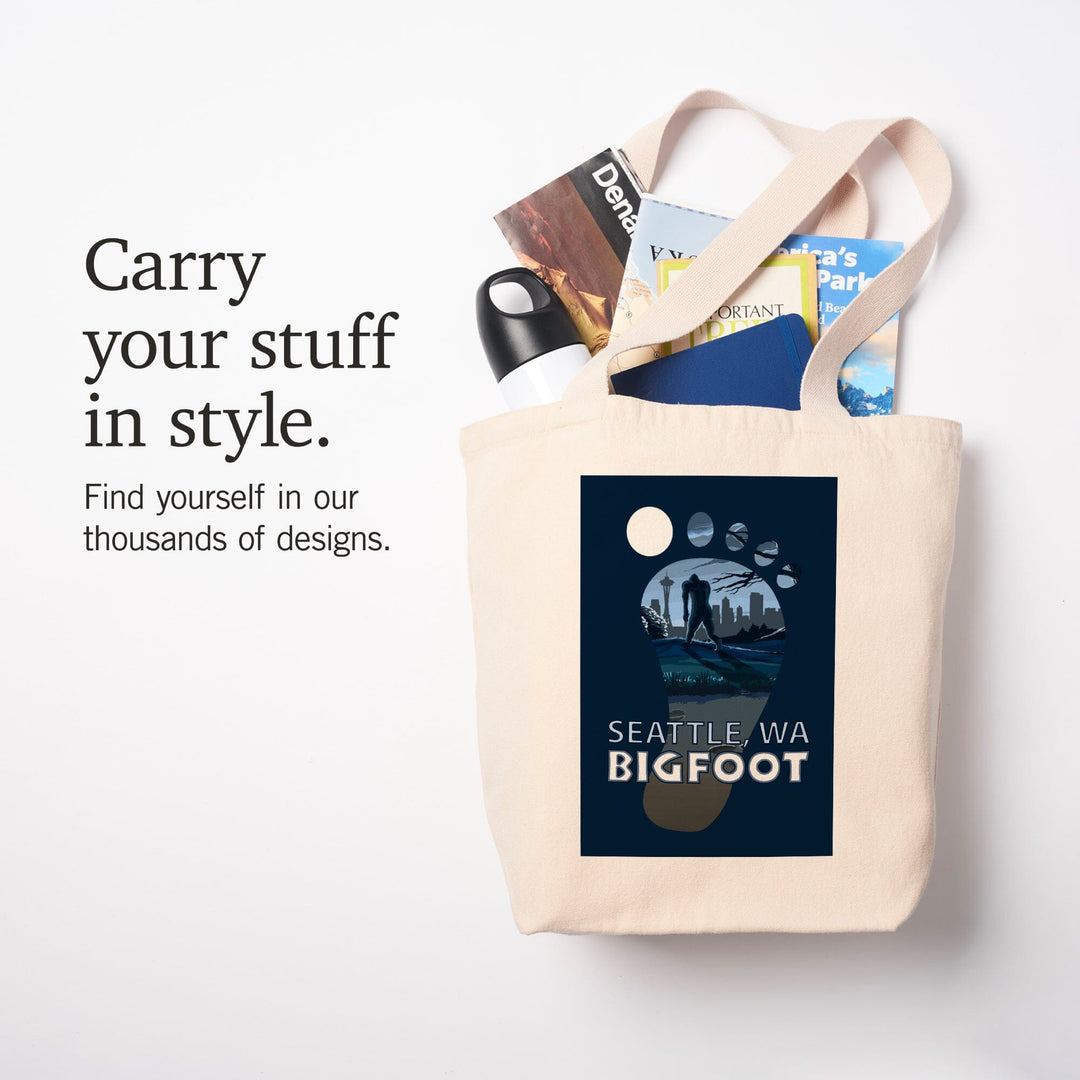 Seattle, Washington, Bigfoot,, Tote Bag Totes Lantern Press 