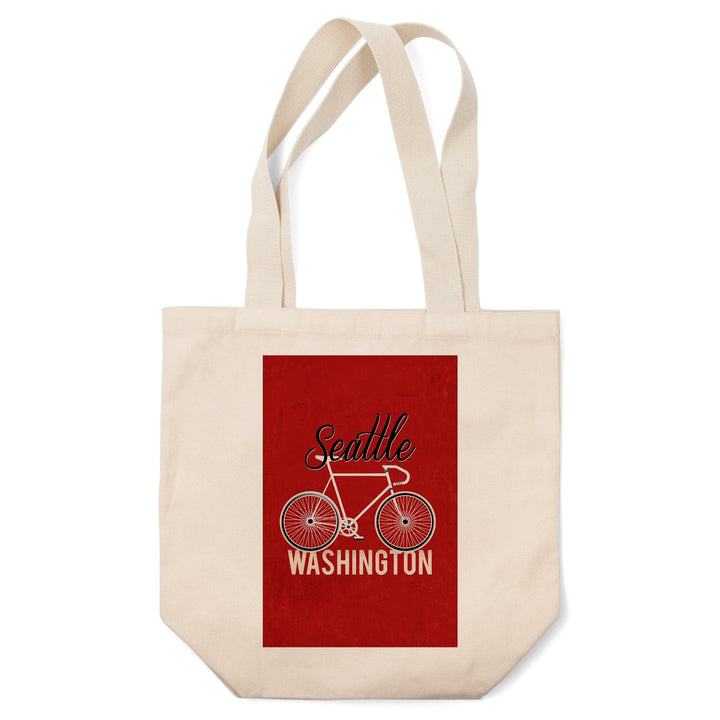 Seattle, Washington, Bike, Script Screenprint Style,, Tote Bag Totes Lantern Press 
