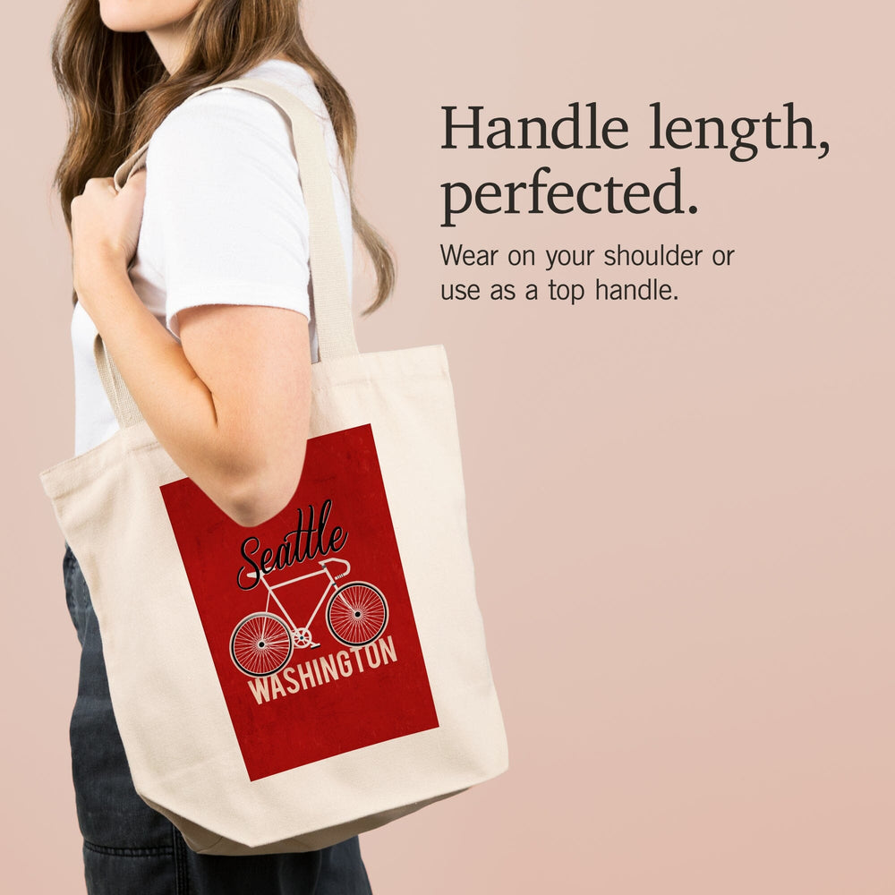 Seattle, Washington, Bike, Script Screenprint Style,, Tote Bag Totes Lantern Press 
