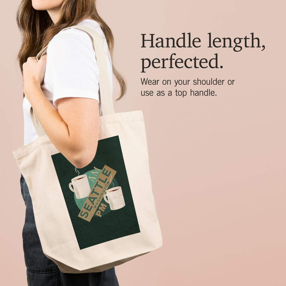 Seattle, Washington, Coffee AM, Coffee PM,, Tote Bag Totes Lantern Press 
