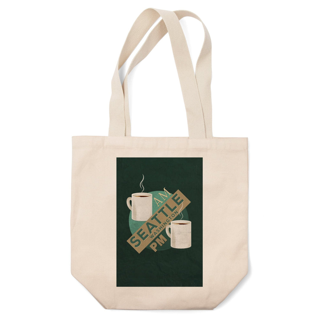 Seattle, Washington, Coffee AM, Coffee PM,, Tote Bag Totes Lantern Press 