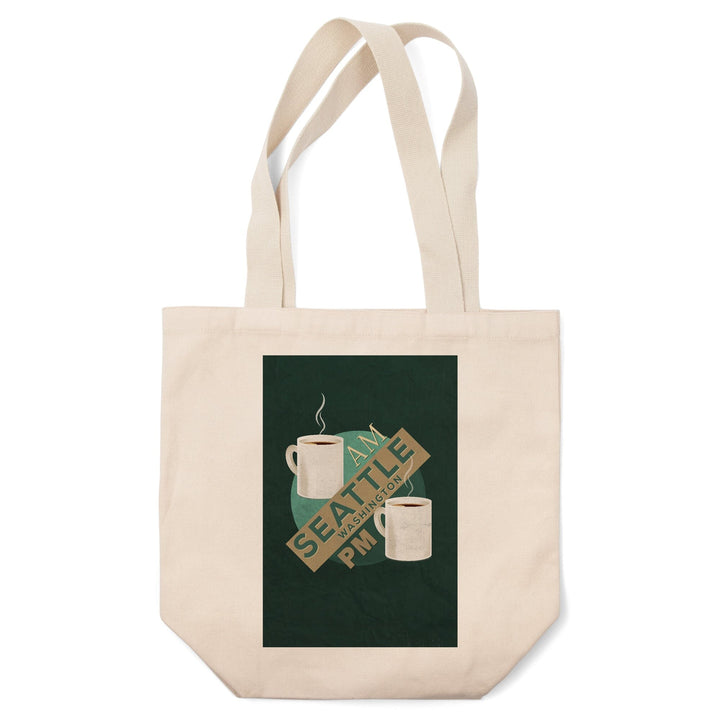 Seattle, Washington, Coffee AM, Coffee PM,, Tote Bag Totes Lantern Press 