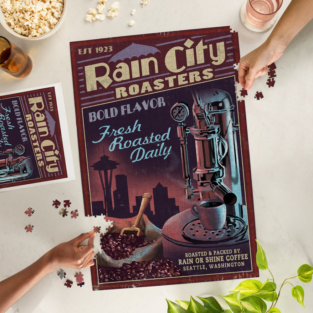 Seattle, Washington, Coffee Roasters Vintage Sign, Jigsaw Puzzle Puzzle Lantern Press 