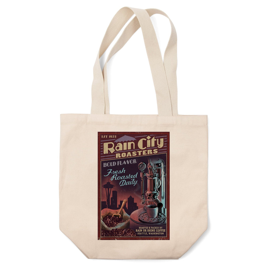 Seattle, Washington, Coffee Roasters Vintage Sign, Lantern Press Artwork, Tote Bag Totes Lantern Press 