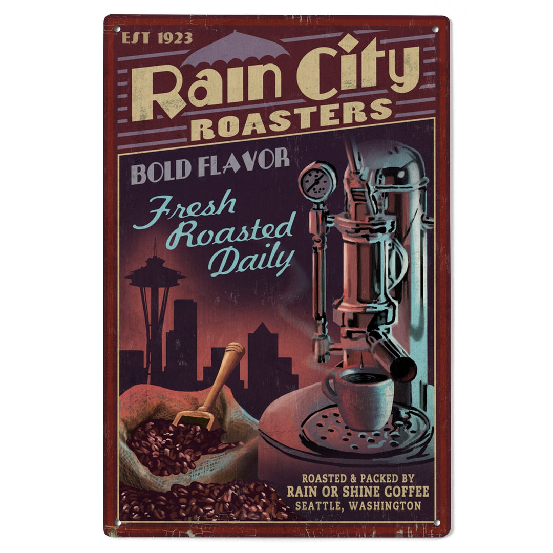 Seattle, Washington, Coffee Roasters Vintage Sign, Lantern Press Artwork, Wood Signs and Postcards Wood Lantern Press 
