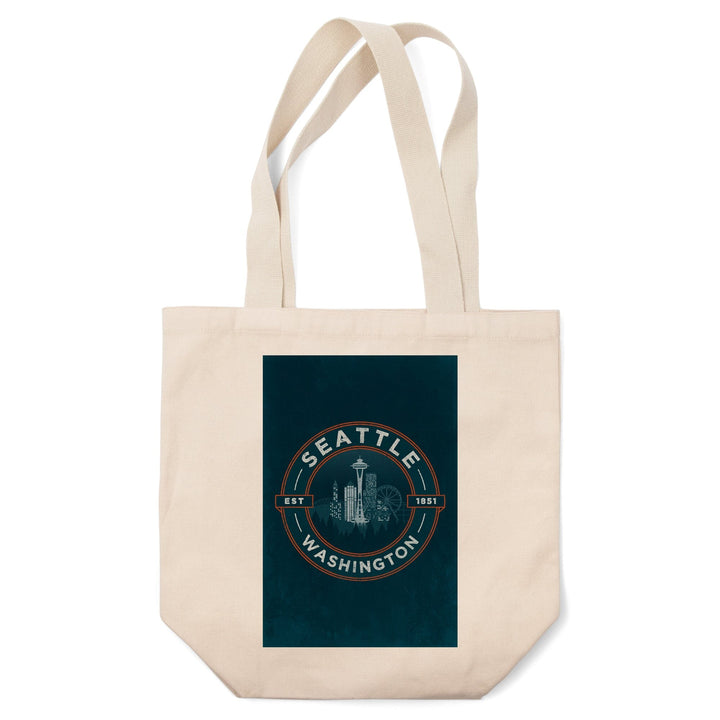 Seattle, Washington, Distressed Blue,, Tote Bag Totes Lantern Press 
