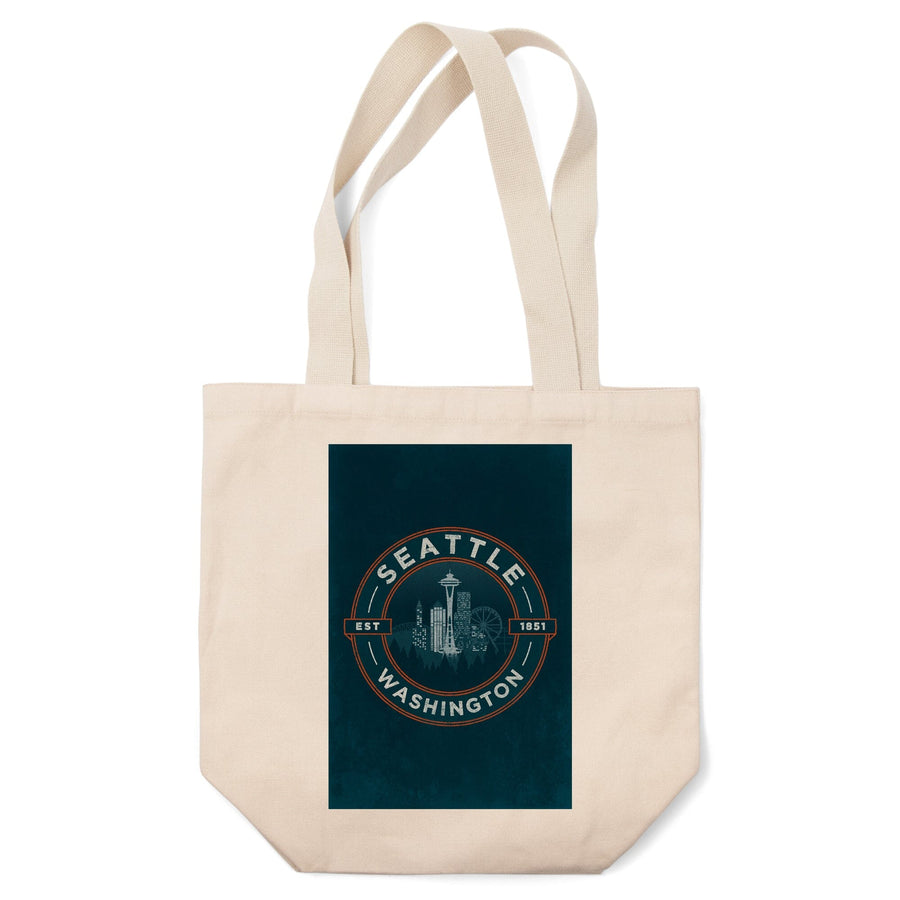 Seattle, Washington, Distressed Blue,, Tote Bag Totes Lantern Press 
