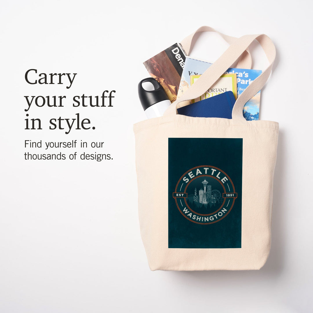 Seattle, Washington, Distressed Blue,, Tote Bag Totes Lantern Press 